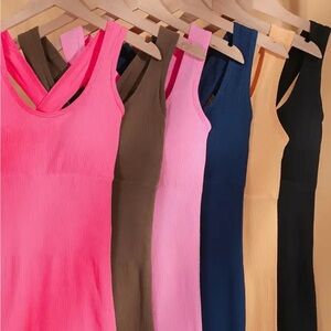 Colorful Sleeveless Ribbed shorts one piece